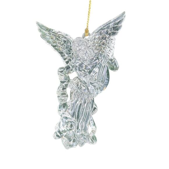 Vintage Angel Ornament Acrylic Spun Glass Look Christmas Tree Holiday Decor - Picture 3 of 4